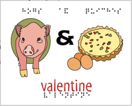 NBP Valentine card featuring an image of a hog and a quiche.