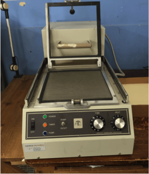A thermoform machine used to reproduce tactile graphics